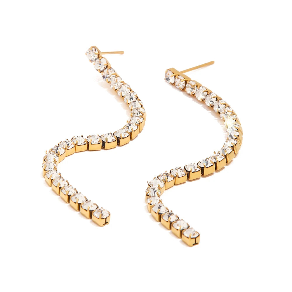 Shiny CZ Tassel Dangle Earrings