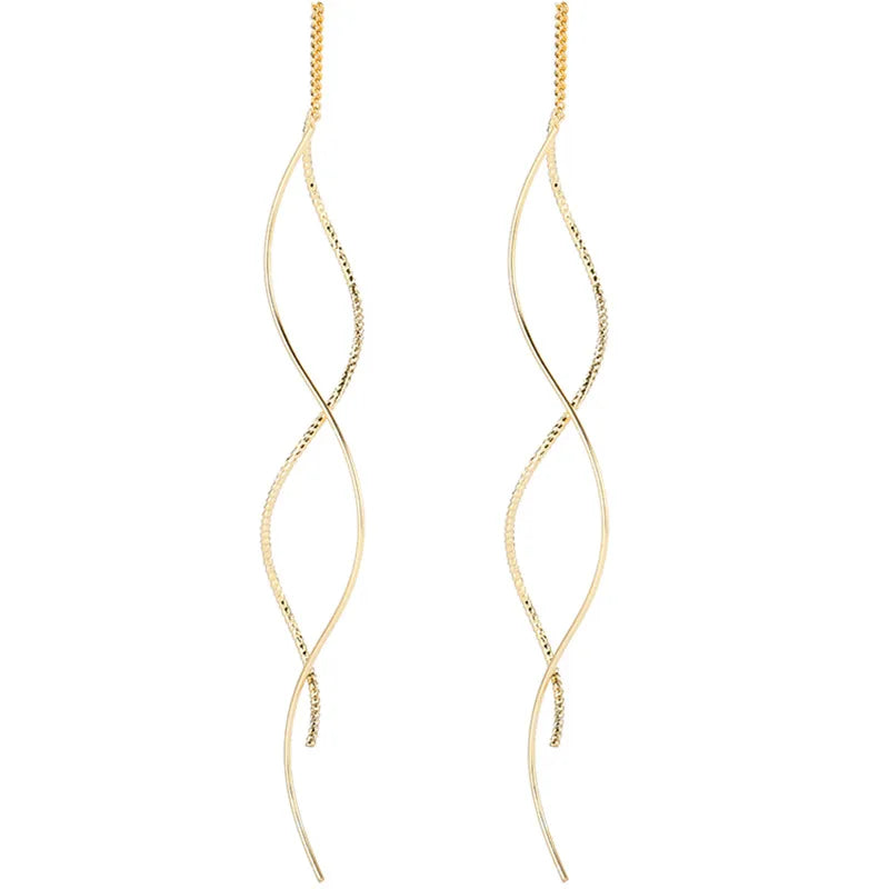 Silver Wave Charm Earrings