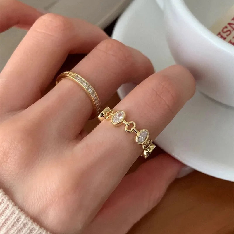 Golden Zircon Hollow Ring