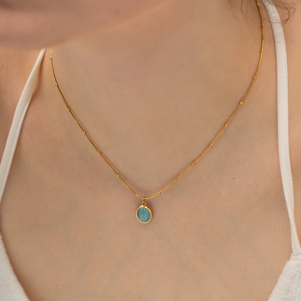 Blue Opal Gold Necklace