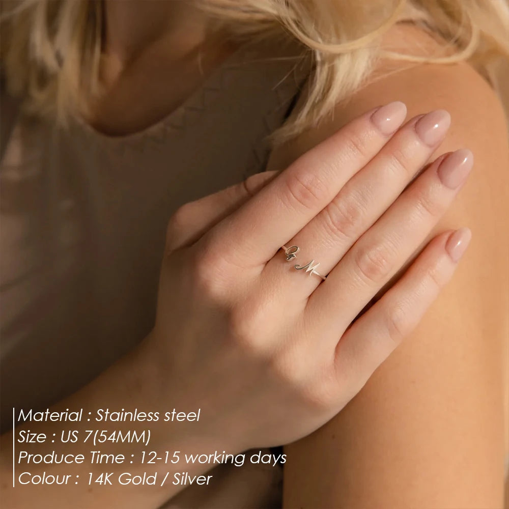Custom Initials Stainless Steel Ring
