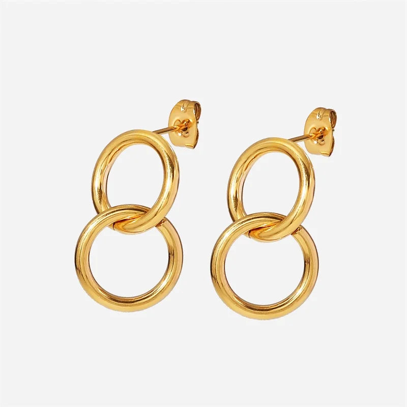 Gold Cross Hoop Earrings