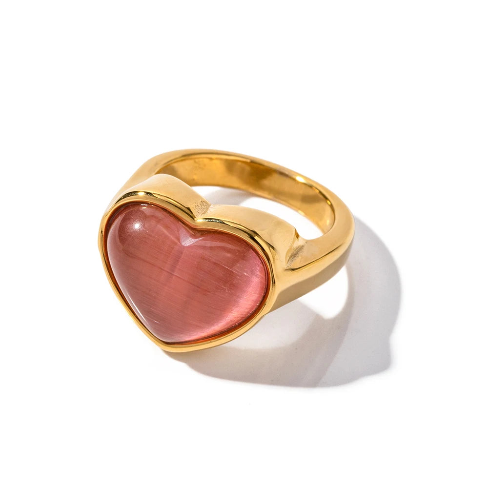 Pink Opal Stainless Ring
