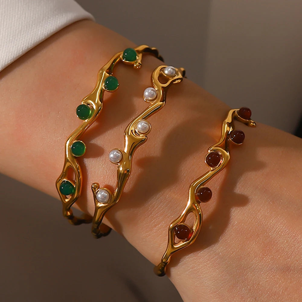 Metal Texture Geometric Bracelet