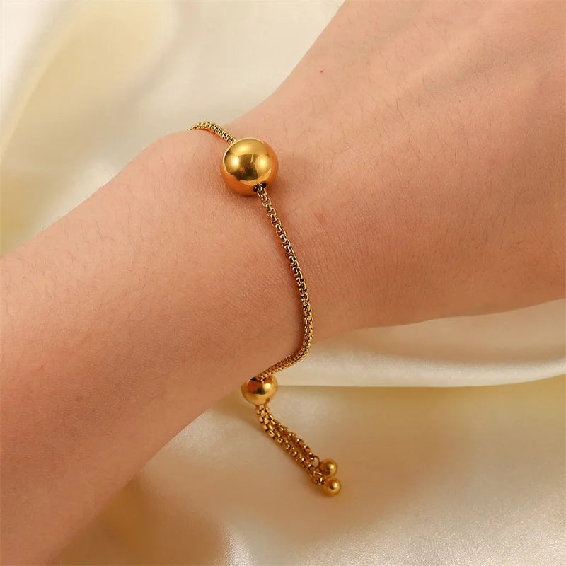 Gold PVD Ball Pendant Bracelet