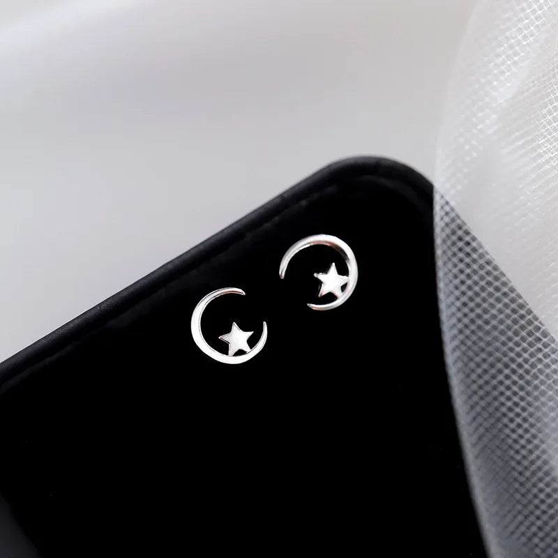 Moon & Star Silver Earrings