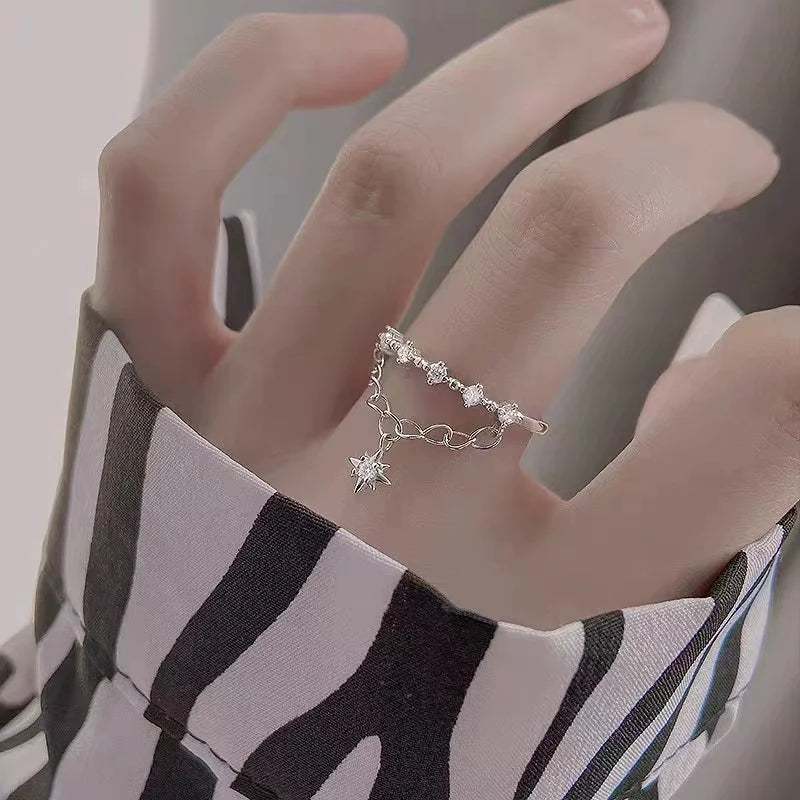 Star Adjustable Silver Ring