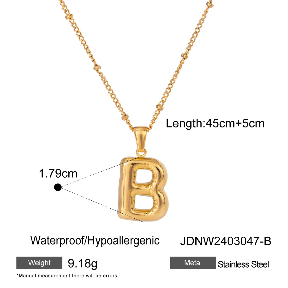Gold Bubble Alphabet Necklace