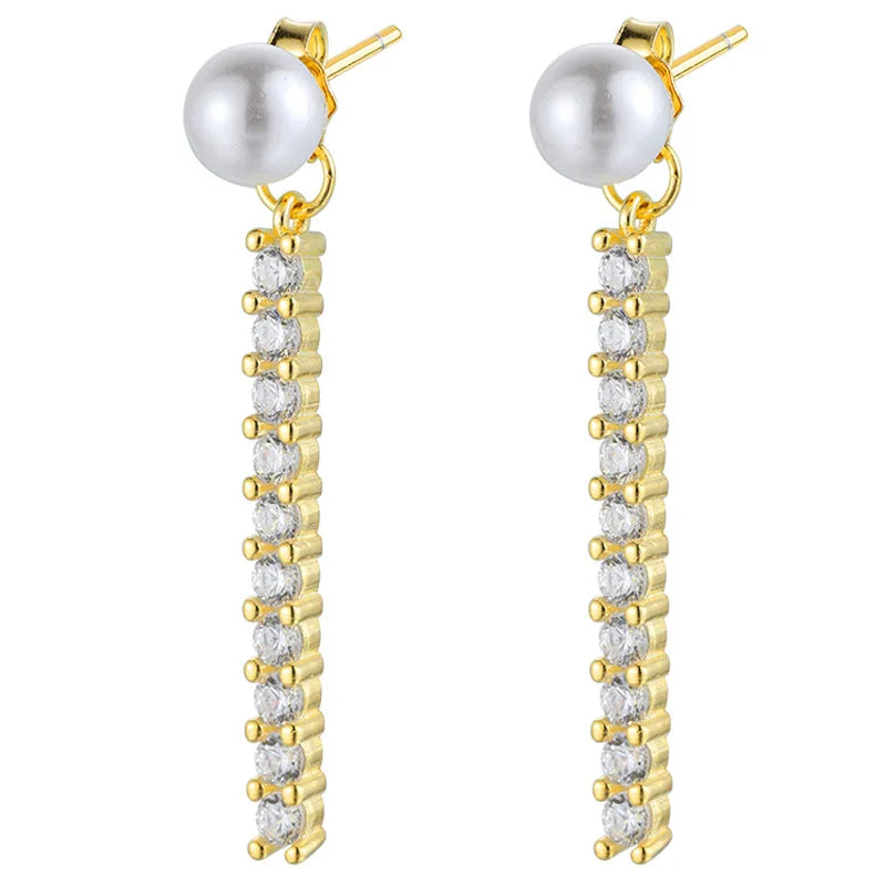Pearl & Zircon Silver Earrings
