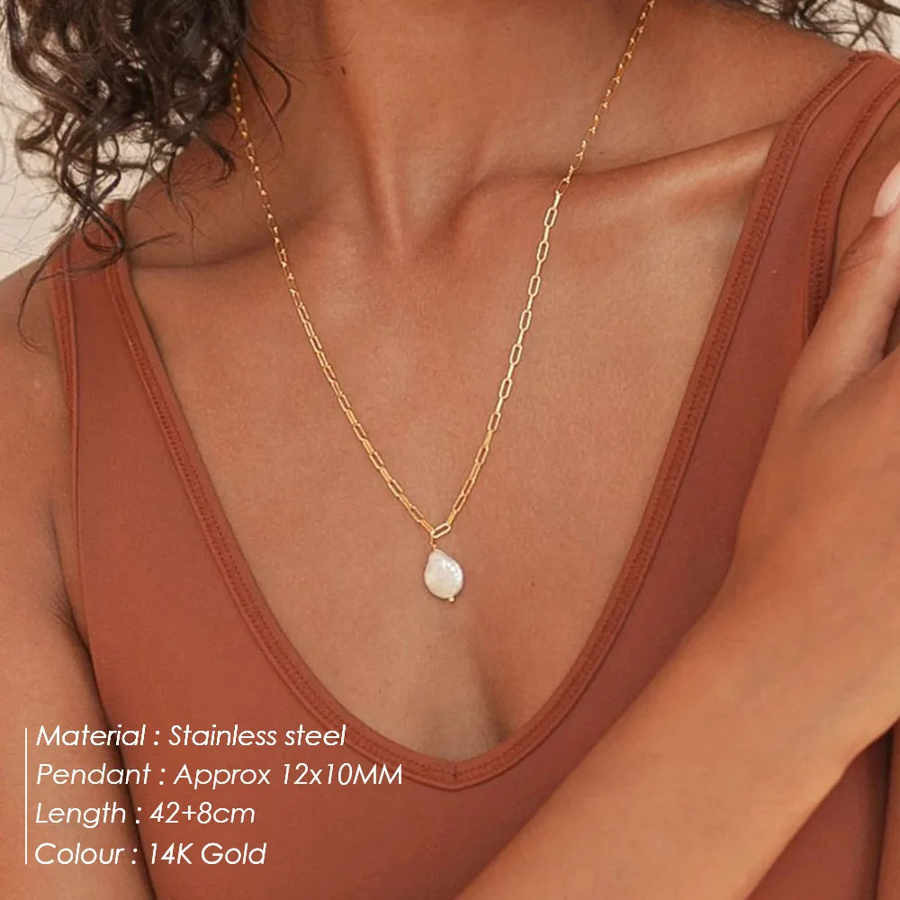 Gold Y-Shaped Pearl Necklace