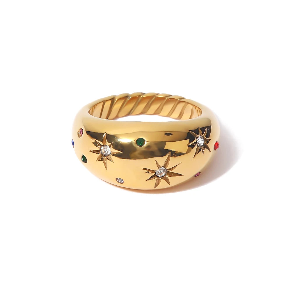 Gold Geometric Star Ring