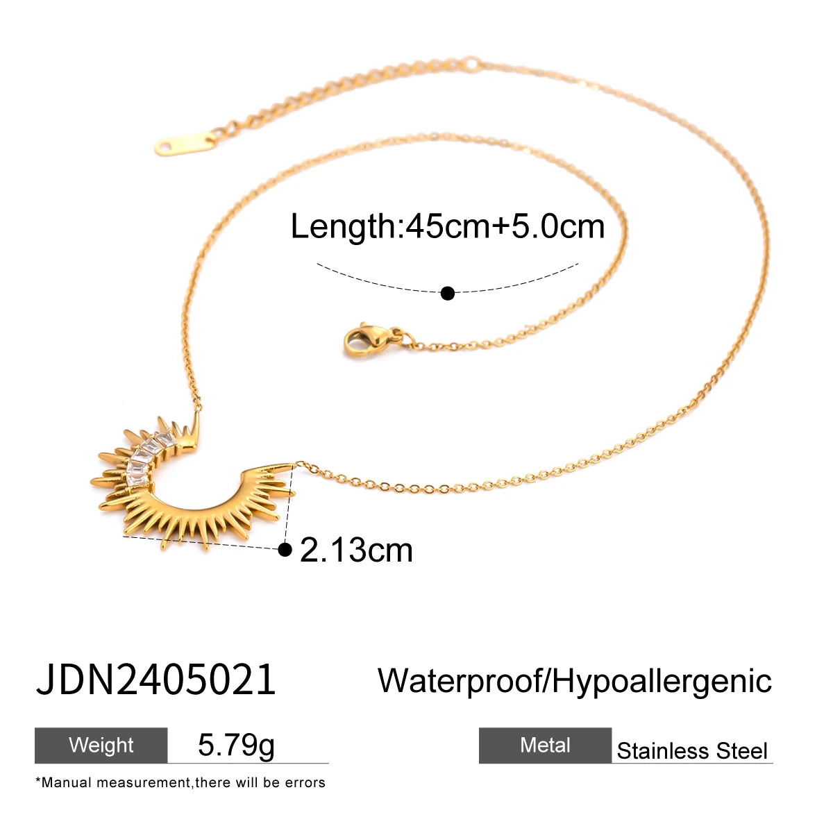 Zirconia Sun Crescent Necklace