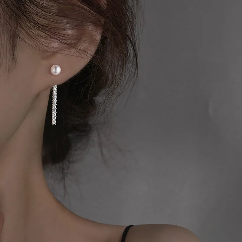 Pearl & Zircon Silver Earrings