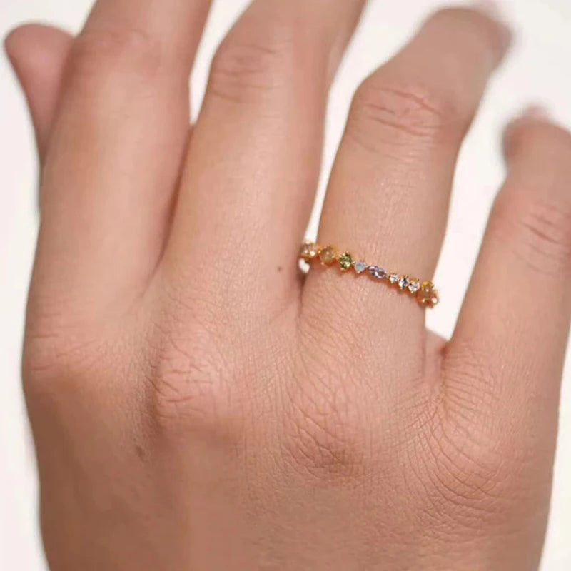 Multicolor Zircon Silver Ring
