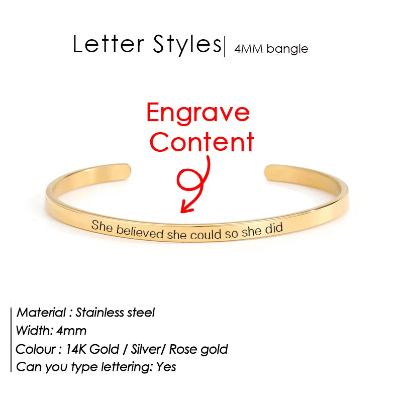 Gold Engraved Mantra Cuff Bracelet