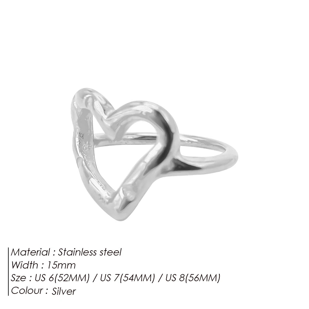 Openwork Heart Punk Ring