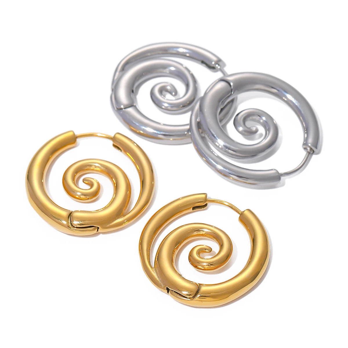 Spiral Gold Hoop Earrings