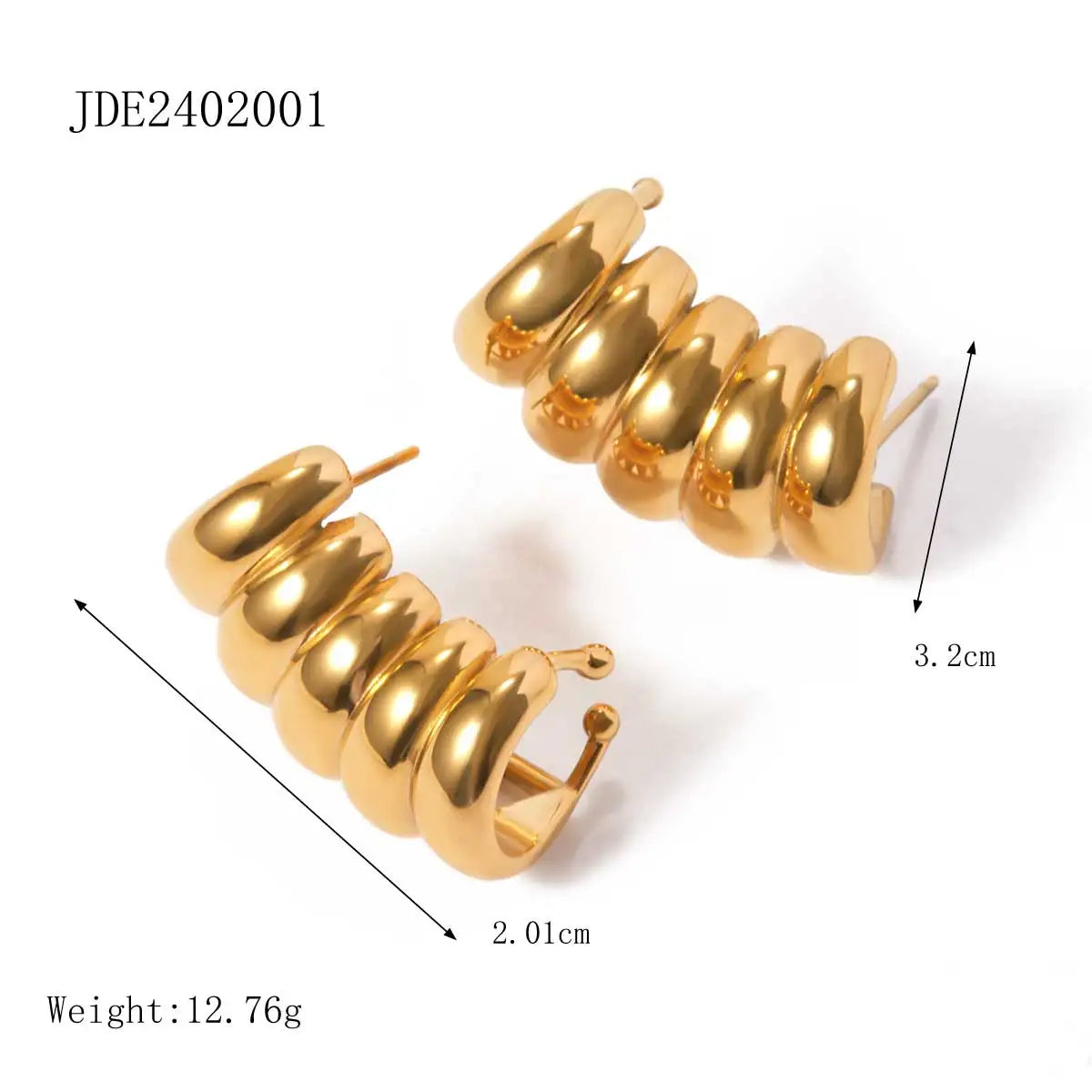Gold Hollow Striped Earring
