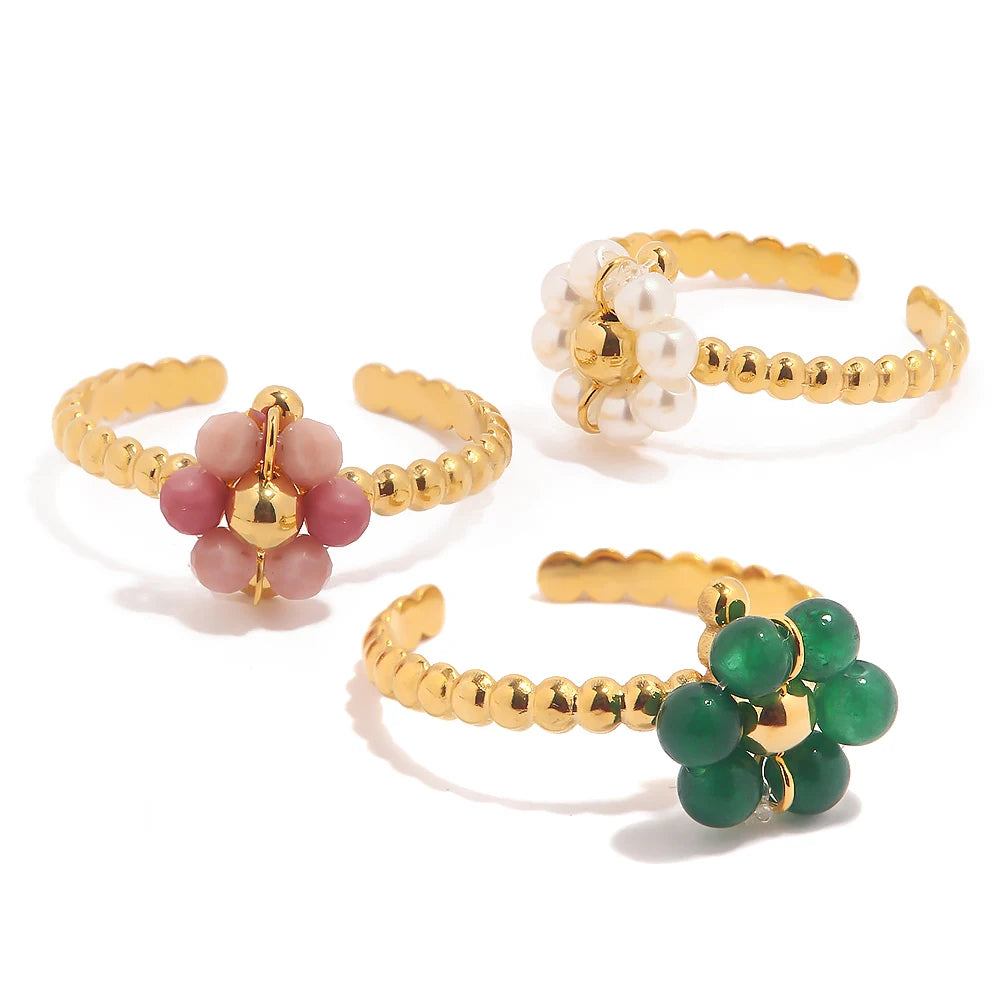 Gold Sunflower Stone Ring