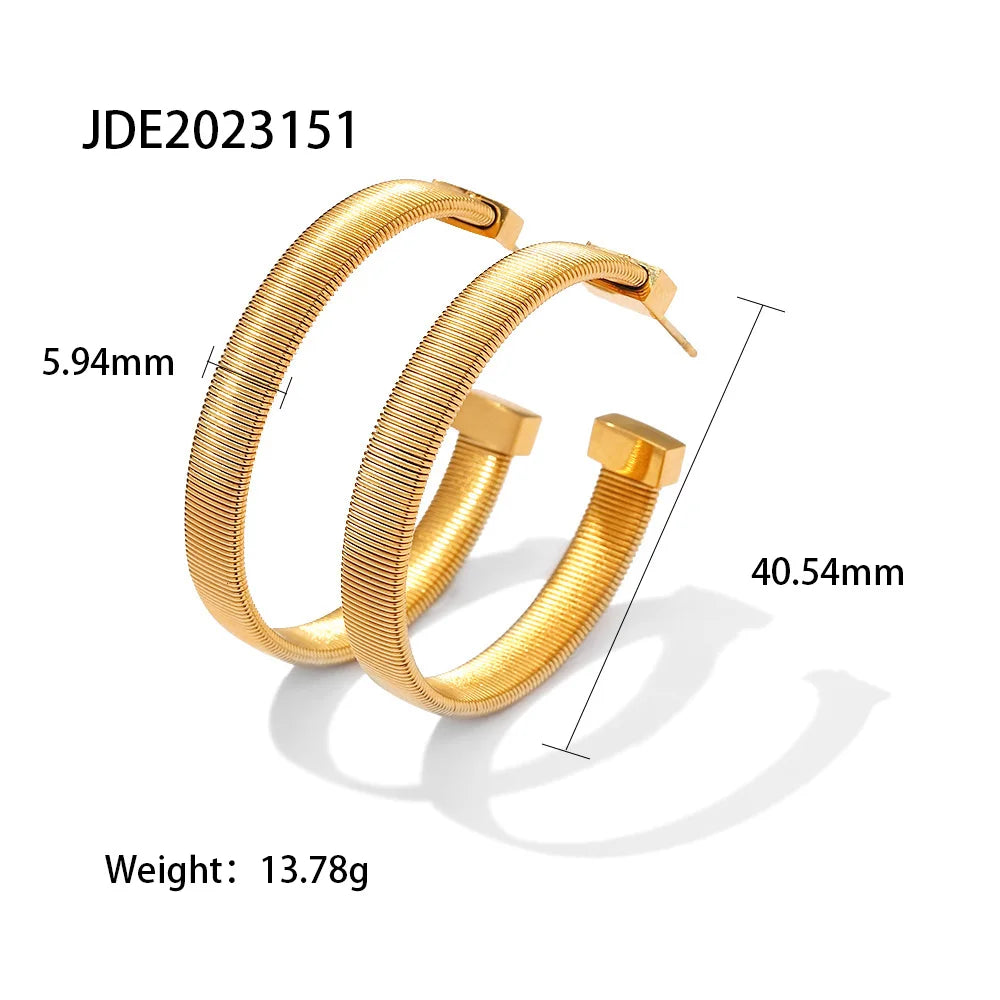 Gold Textured C-Shape Earrings