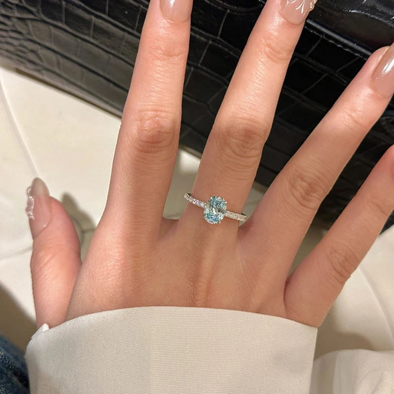 Blue Zirconia Round Ring