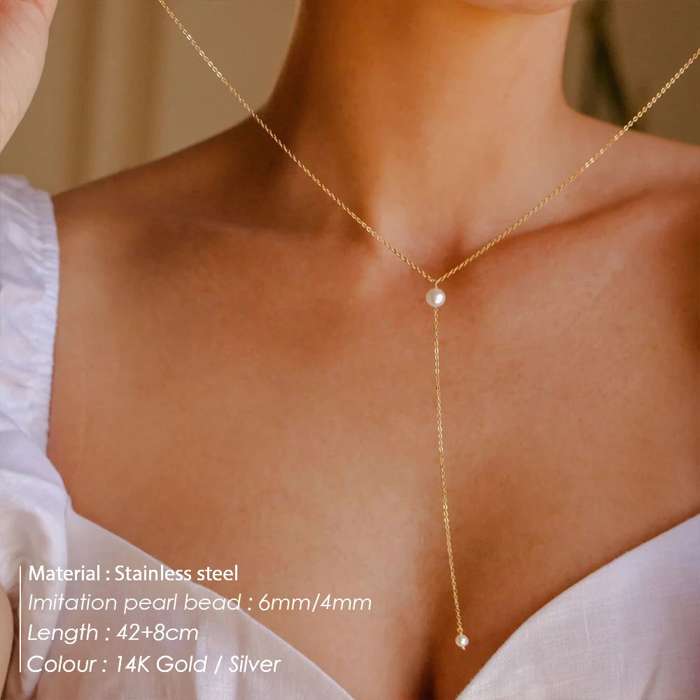 Gold Pearl Pendant Necklace