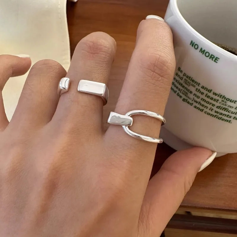 925 Geometric Silver Ring
