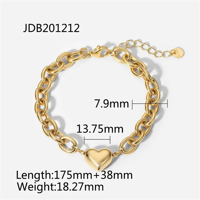 Heart Pendant Stainless Steel Bracelet