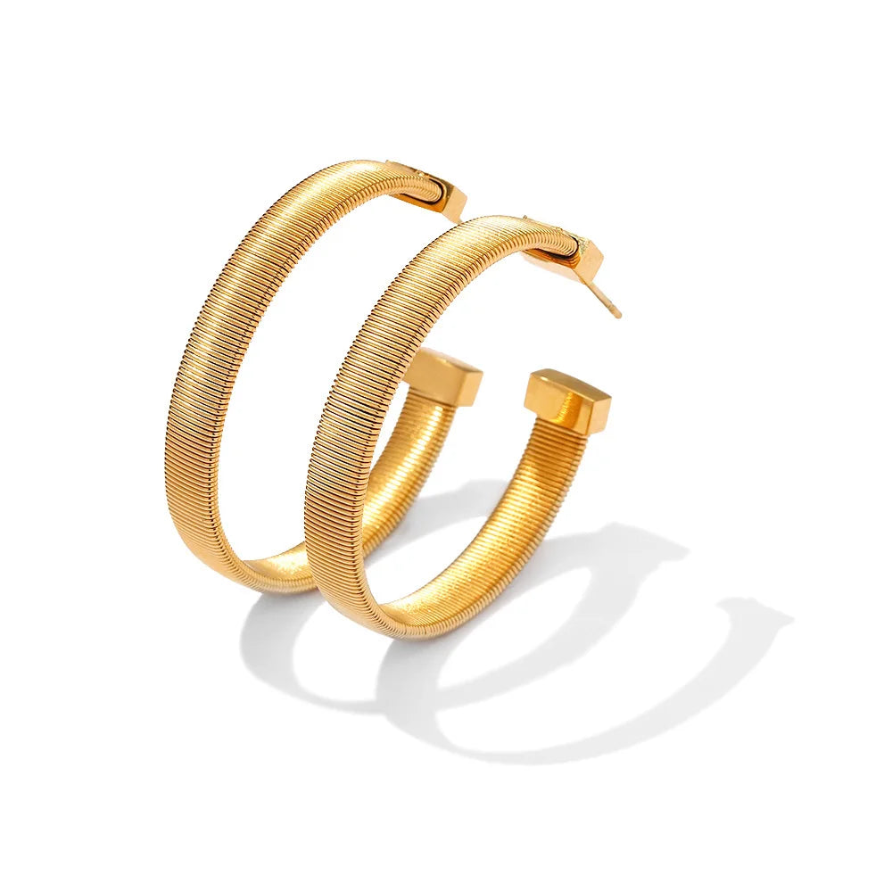 Gold Textured C-Shape Earrings