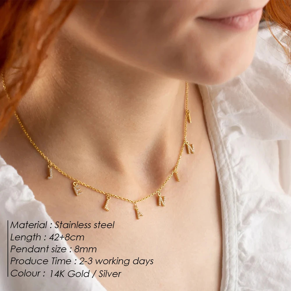 Personalized Zircon Name Choker Necklace
