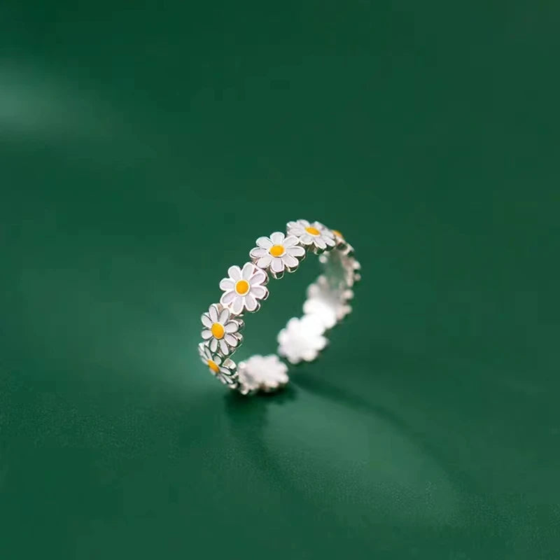 Daisy Enamel Silver Ring