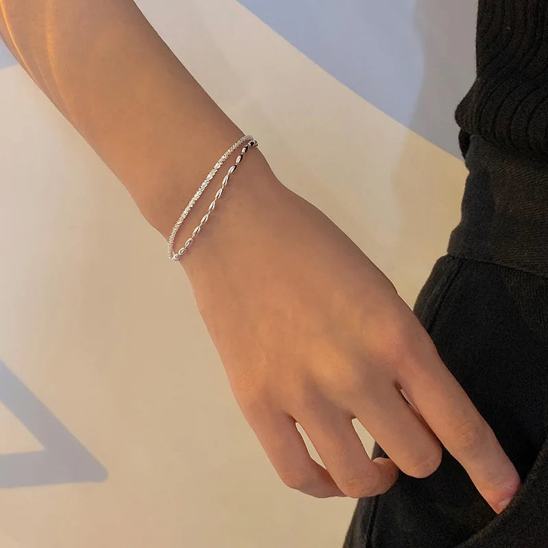 Double Layer Silver Bracelet