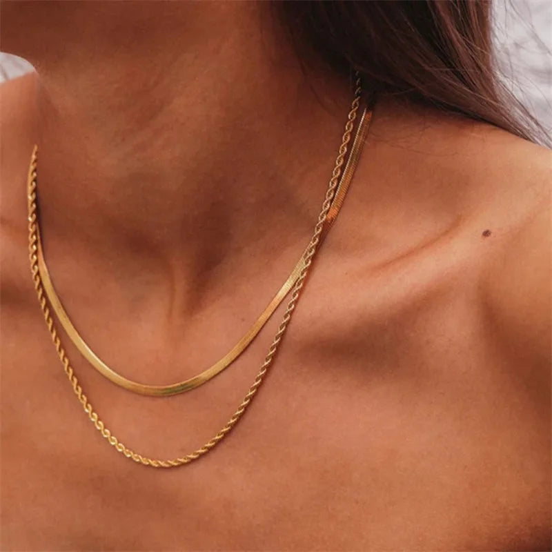 Double Snake Chain Necklace