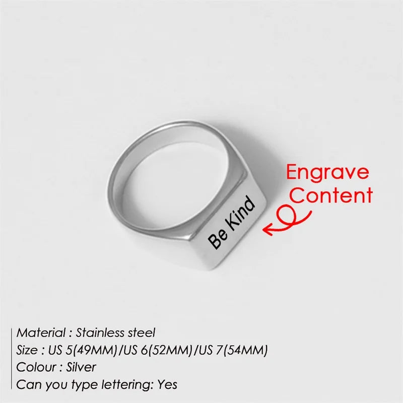 Engraved Message Stainless Steel Ring