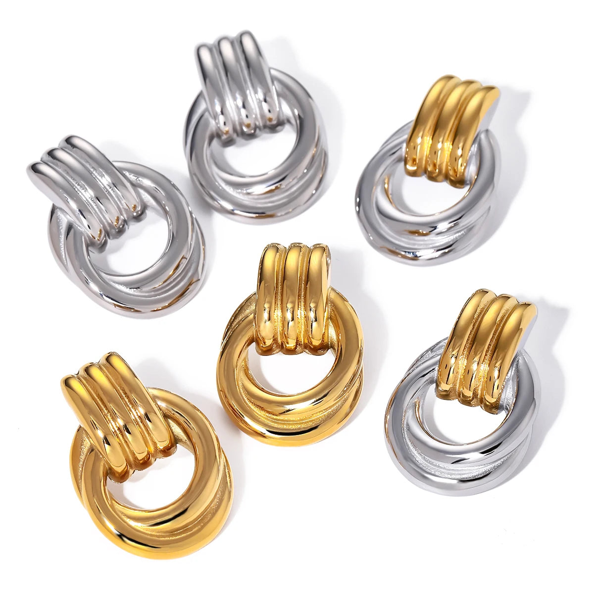 Gold & Silver Patchwork Earrings