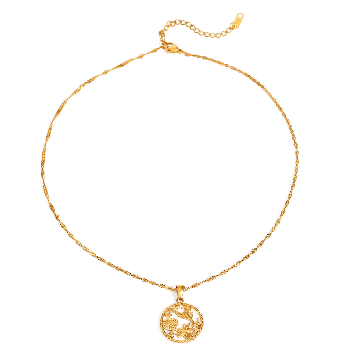 Gold Ocean Pendant Necklace