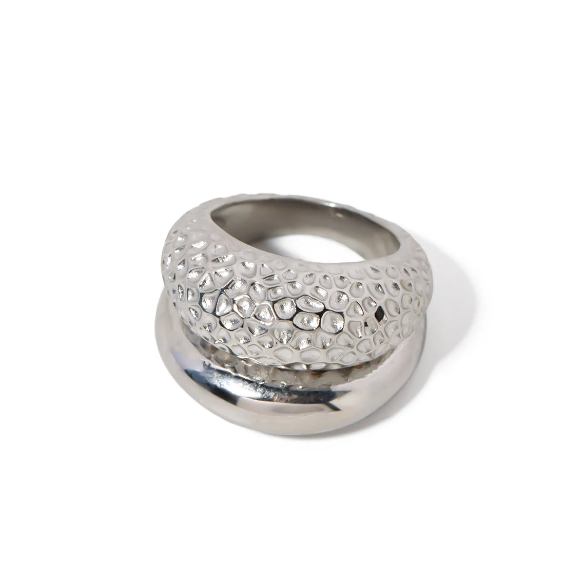 Double-Layer Hammered Ring
