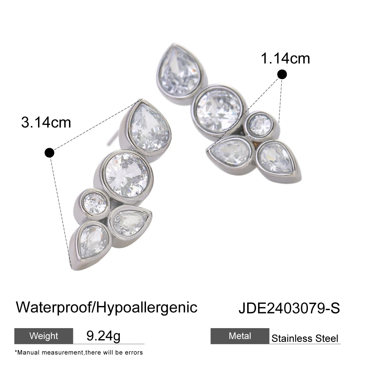 Long Bar Zirconia Drop Earrings