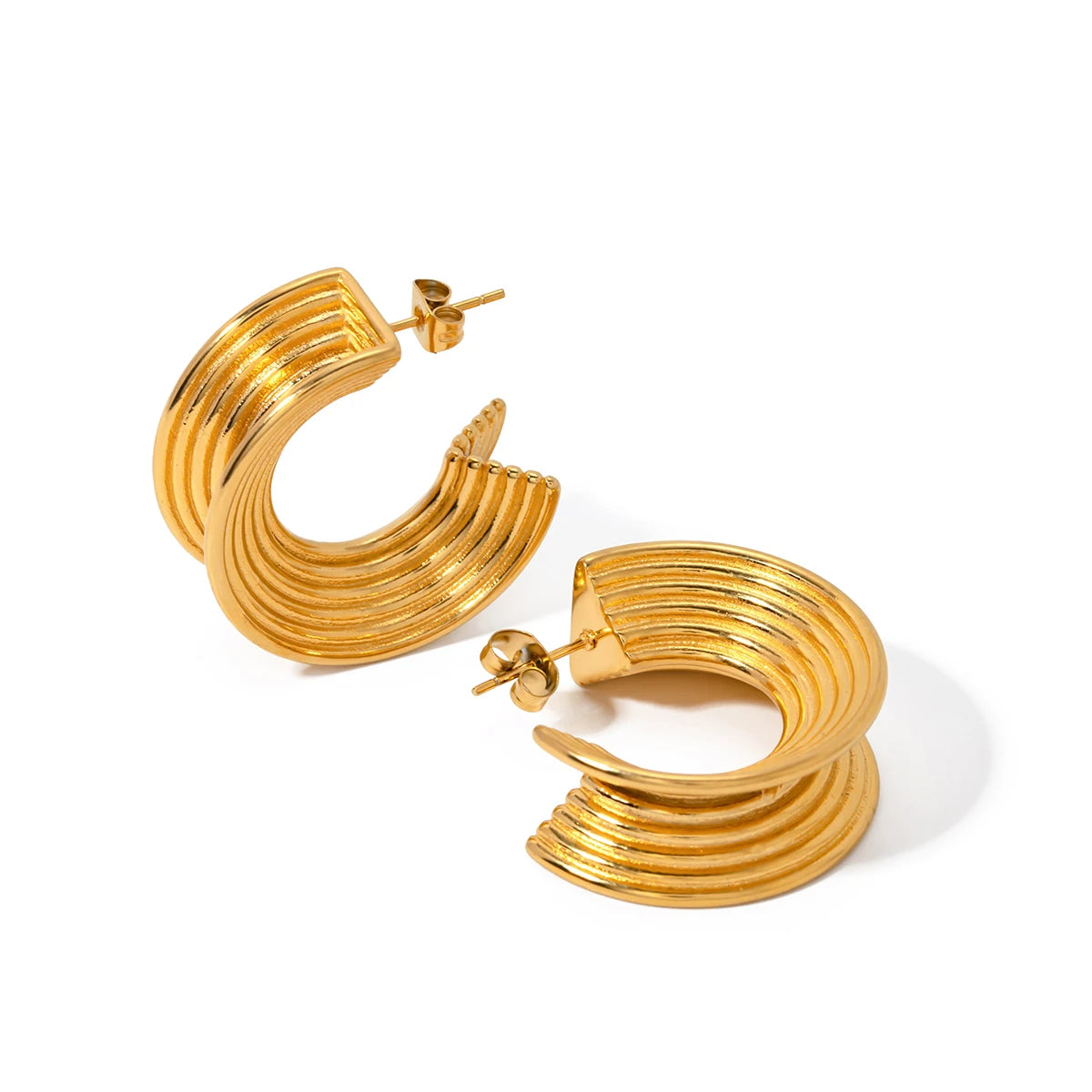 Gold Plated C-Shape Earrings