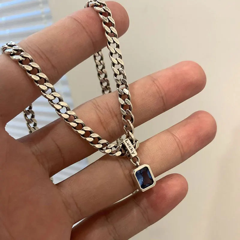 Blue Zirconia Square Choker