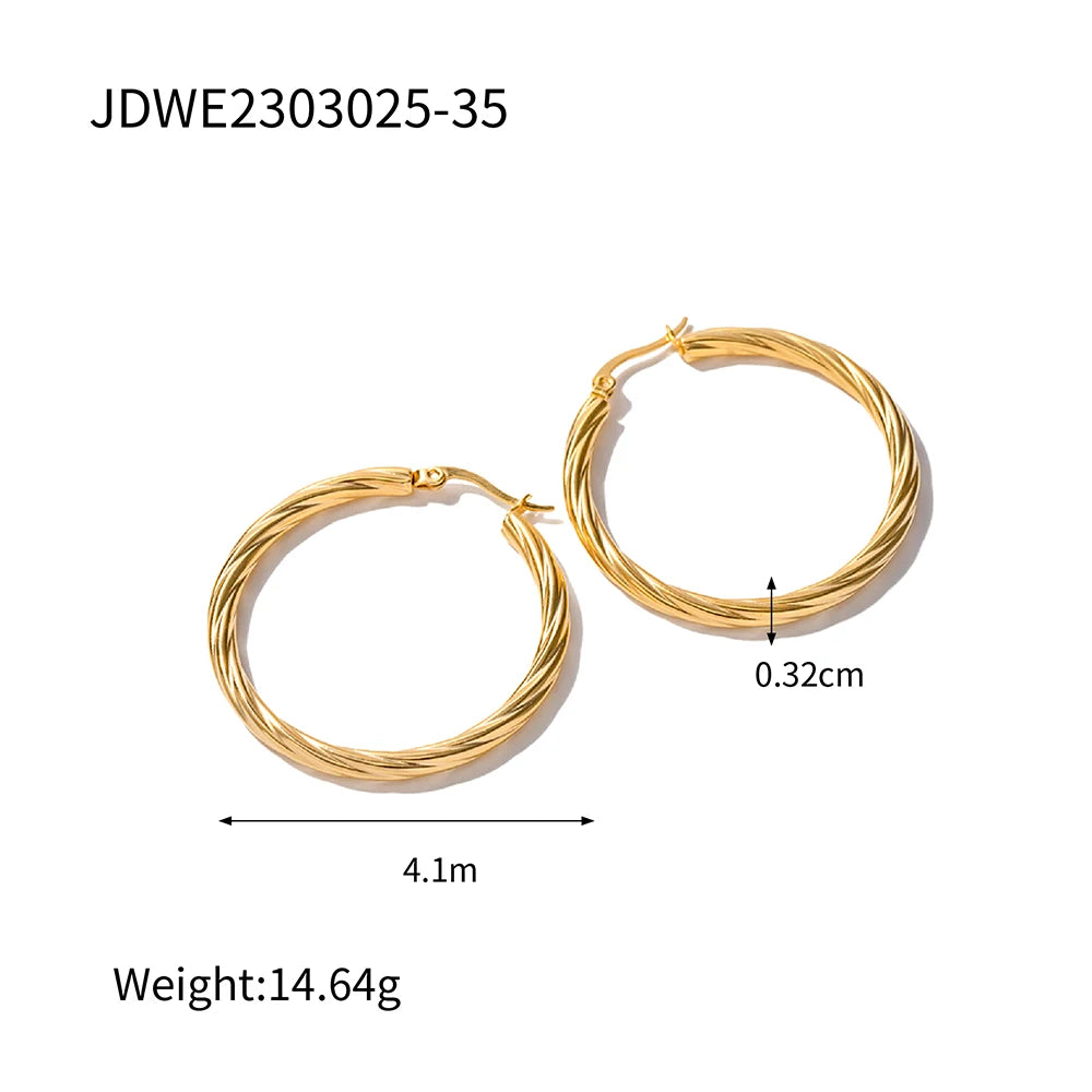 Gold Hoop C-Shape Earrings