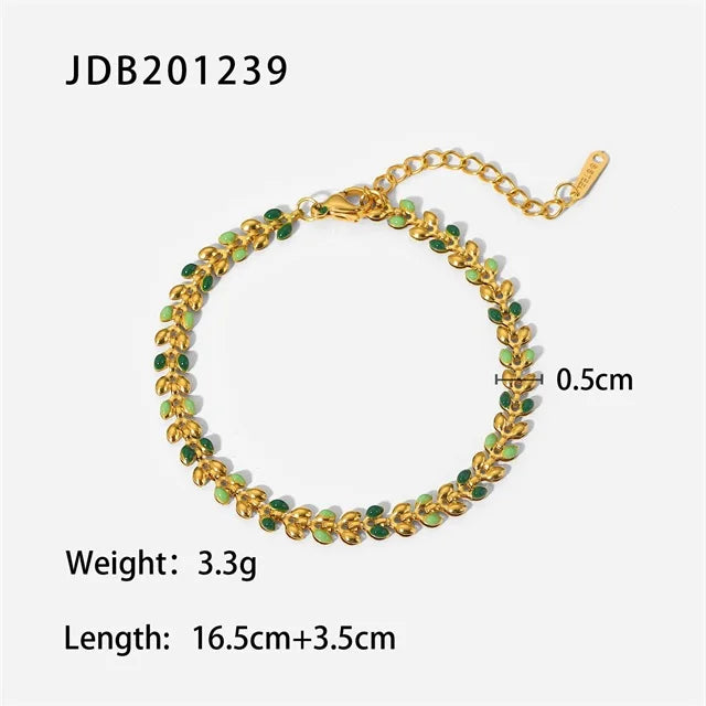 Olive Leaf Stainless Steel Bracelet
