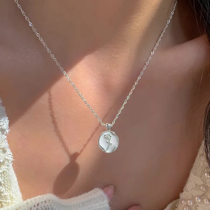 Sterling Rose Geometry Necklace