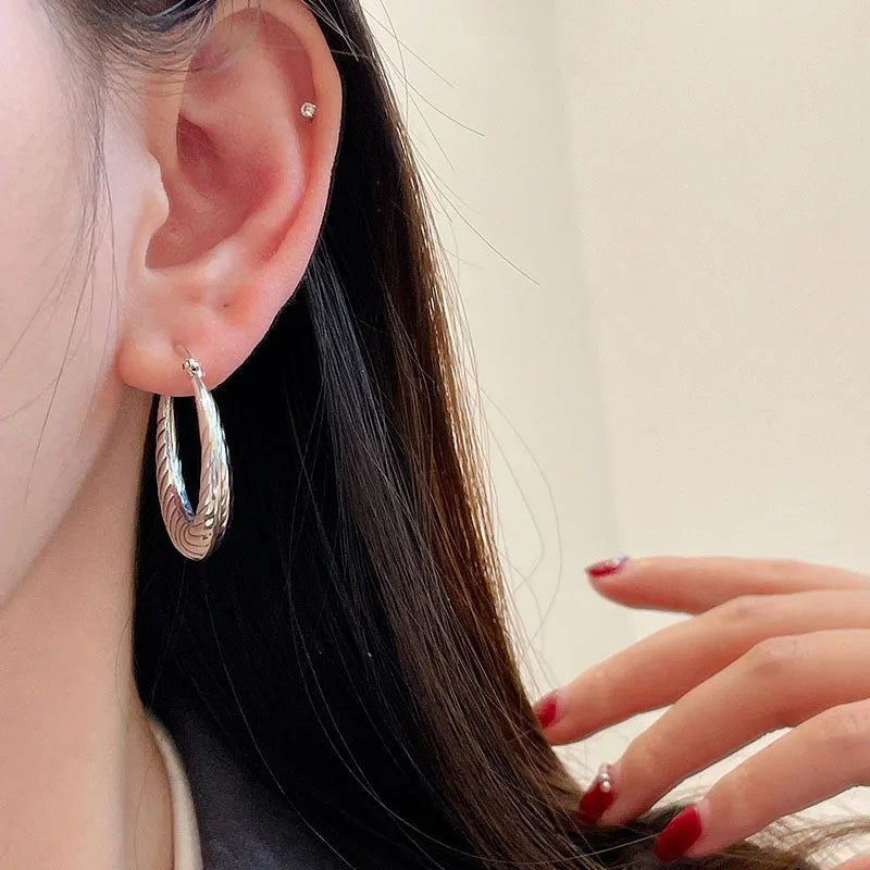 Oval Silver Earrings