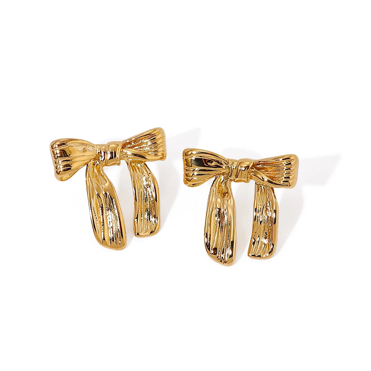 Golden Bow Stud Earrings