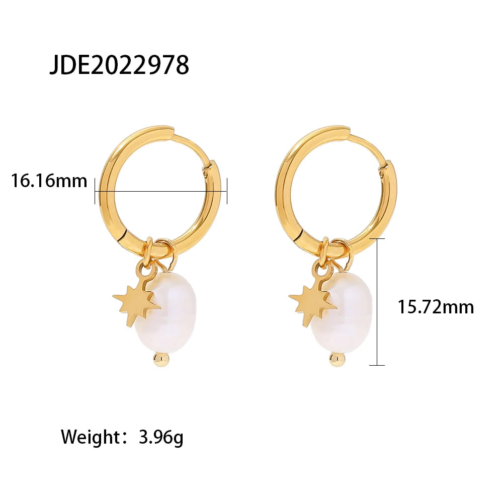 Pearl Star Drop Earrings