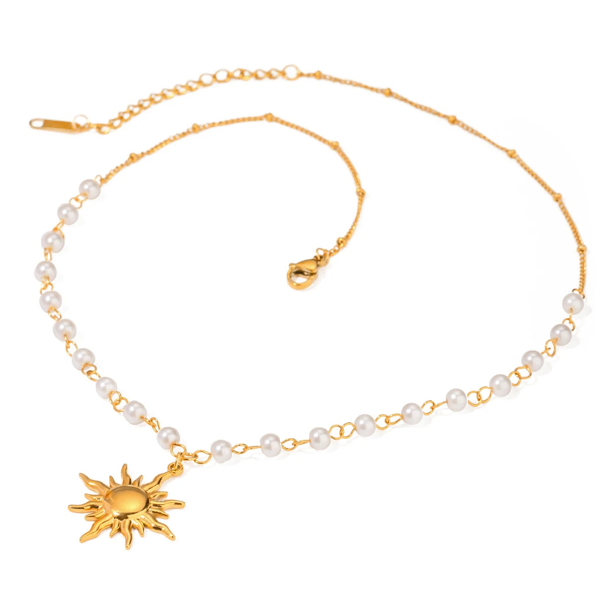 Sun Pendant Pearl Necklace