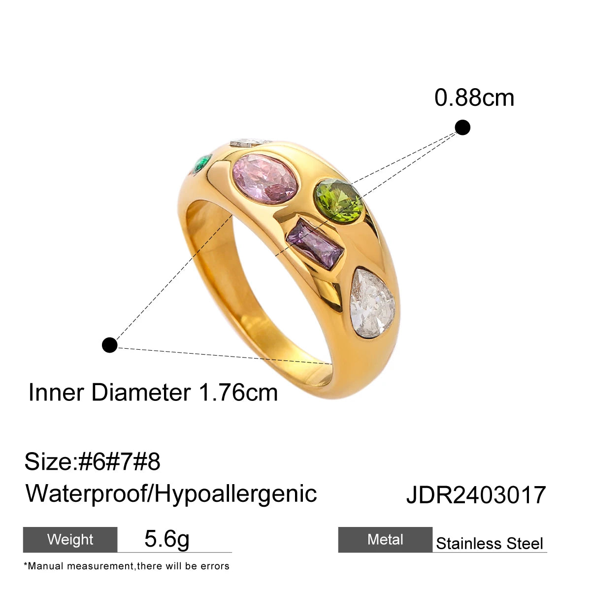 Cubic Zirconia Steel Ring