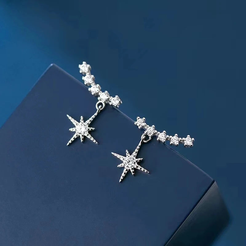 Shiny Star Silver Earrings