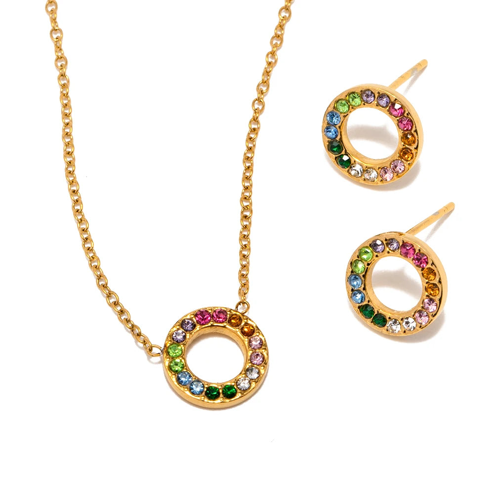 Cubic Zirconia Pendant & Earrings Set